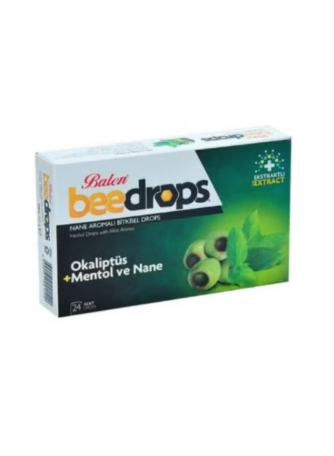 Beedrop Eucalyptus Menthol Mint Flavored Drops 24 Lozenges